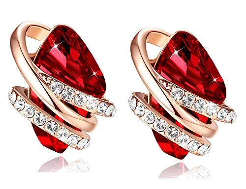 18K Rose Gold January July Birthstone-Ruby Red Earrings