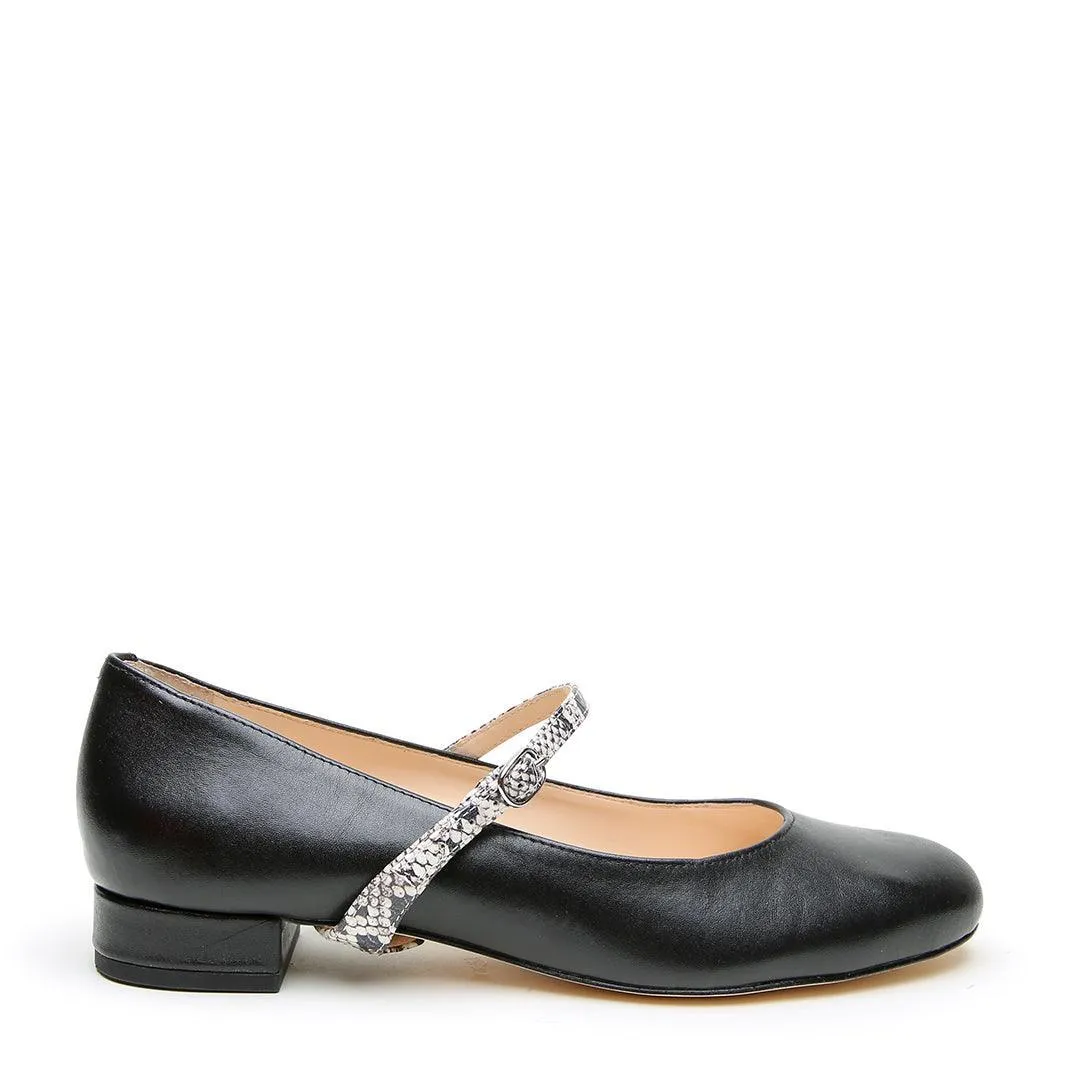 Black Ballet Flat   Python Twiggy Strap