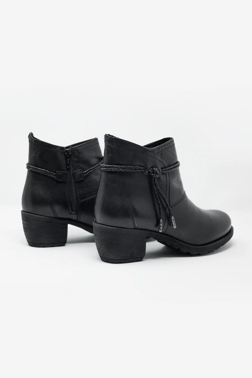 Black Blocked Mid Heeled Ankle Boots