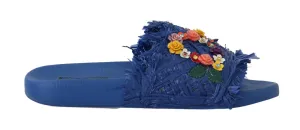Blue Raffia Floral Crystal Logo Slides