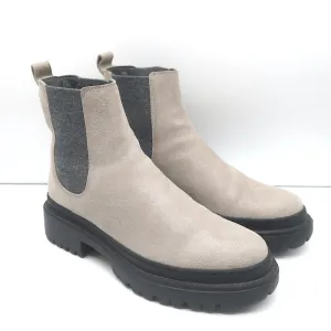 Brunello Cucinelli Monili-Embellished Chelsea Boots Taupe Leather Size 40