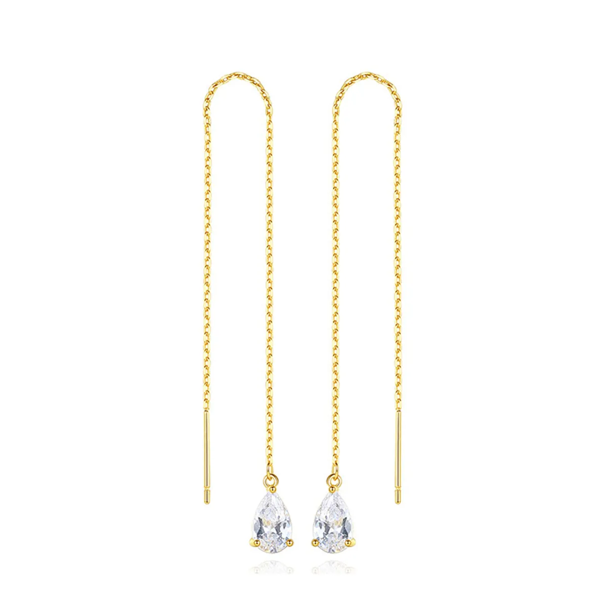 Crystal & 18K Gold-Plated Drop Threader Earrings