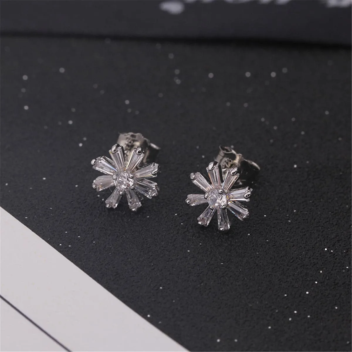 Crystal & Silver-Plated Snowflake Stud Earrings