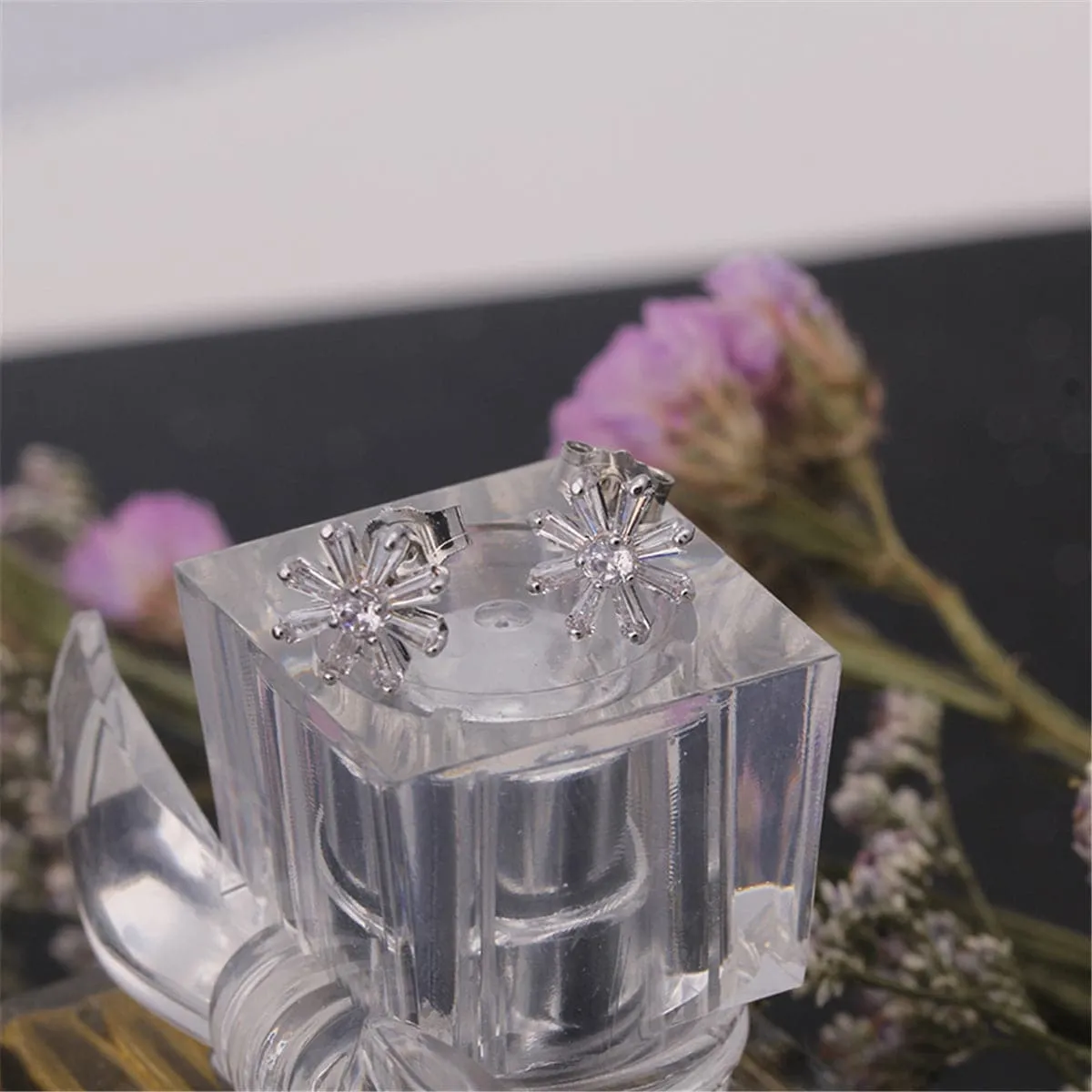 Crystal & Silver-Plated Snowflake Stud Earrings
