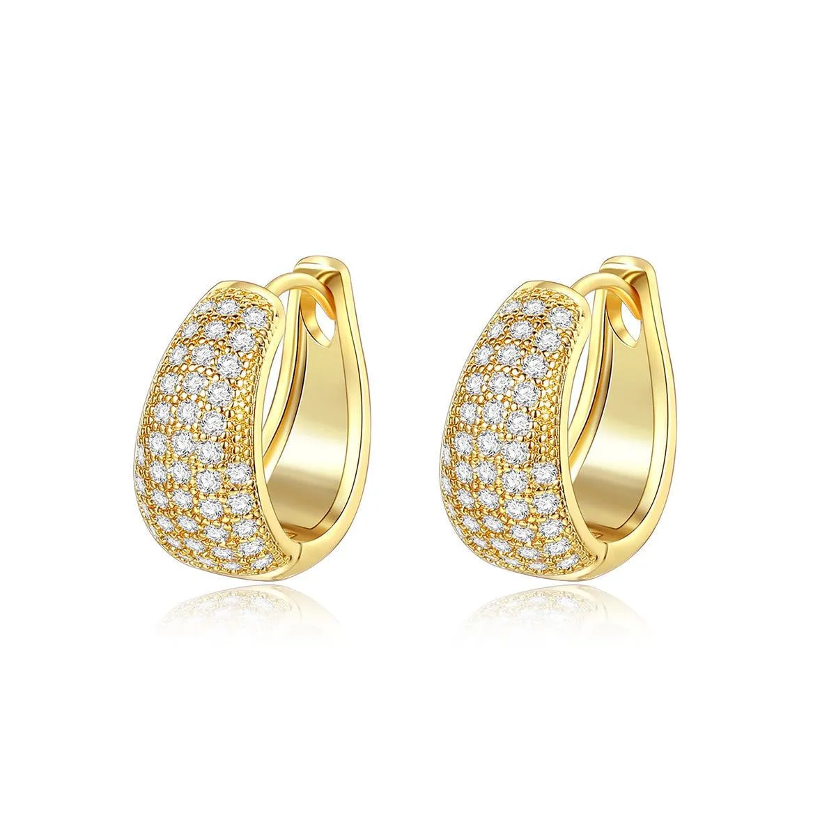 Cubic Zirconia & 18K Gold-Plated Pear Huggie Earrings