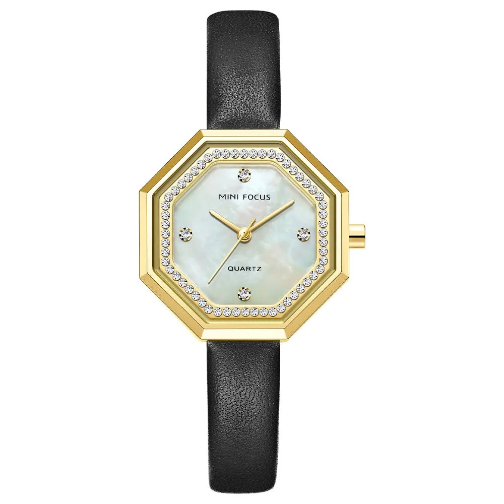 Fashion light luxury exquisite shell shell shell with waterproof cowhide strap for women's Watch