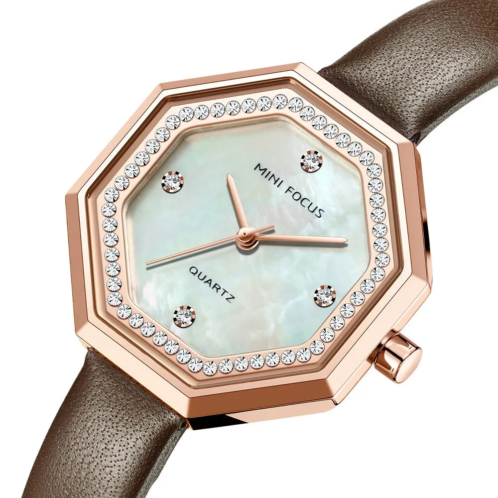 Fashion light luxury exquisite shell shell shell with waterproof cowhide strap for women's Watch