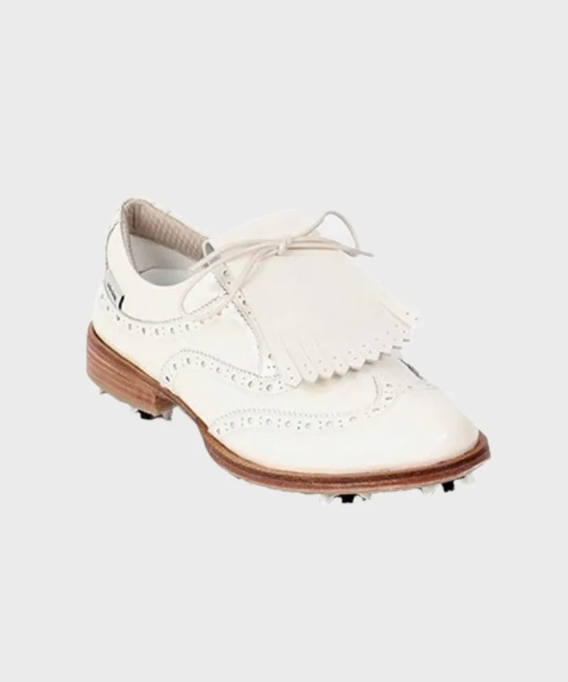 Giclee Unisex Classy Patent Premium Leather Golf Shoes - Ivory