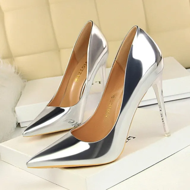 Gold, Silver & Black Thin Heel New Arrival Pumps