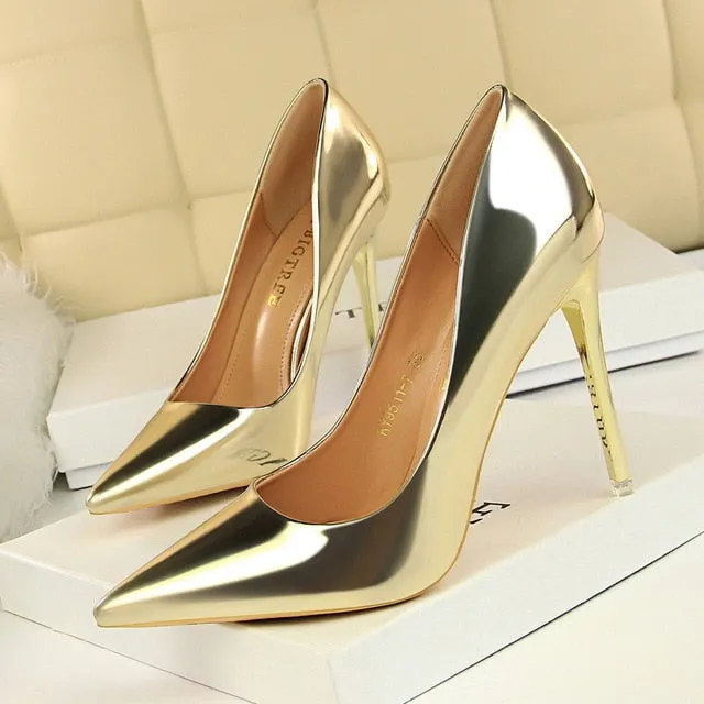 Gold, Silver & Black Thin Heel New Arrival Pumps