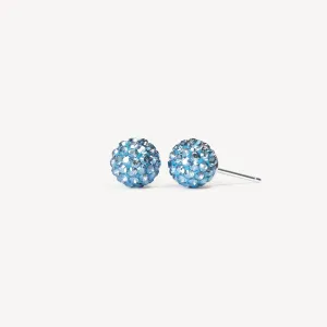 Hillberg & Berk Limited Edition Sterling Silver (8mm) Pirouette Sparkle Ball Stud Earrings