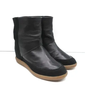 Isabel Marant Wedge Ankle Boots Nuty Black Leather & Suede Size 38