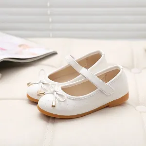 Ivory / Black / Red / Pink Bowknot Leather Wedding Flower Girl Shoes Kids Party Shoes