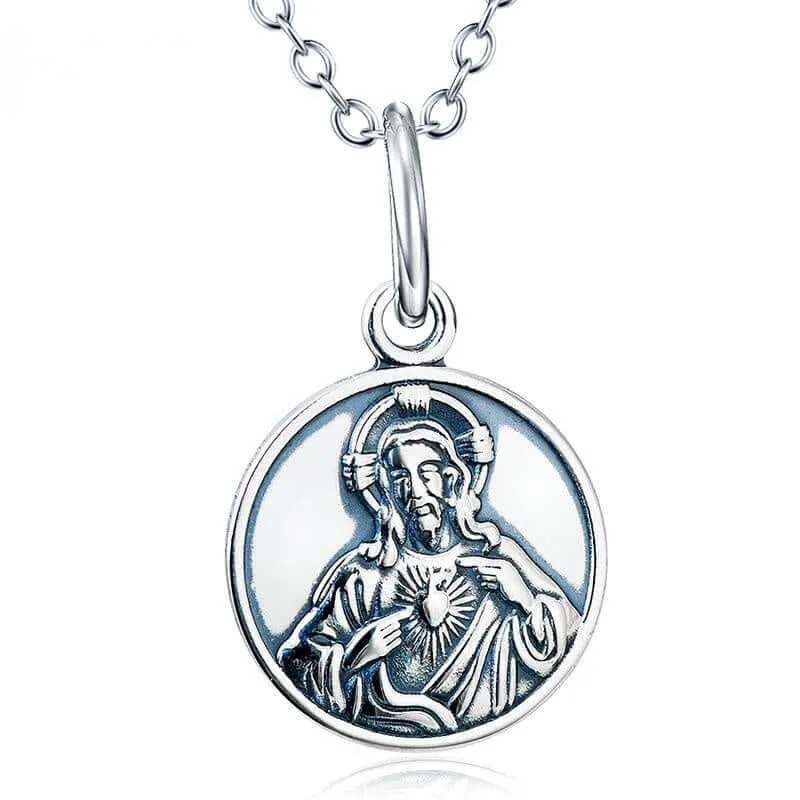 Jesus & Virgin Mary Reversible Pendant Virgencita Necklace