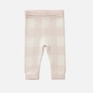 Knitted Baby Leggings - Ballet Pink Gingham