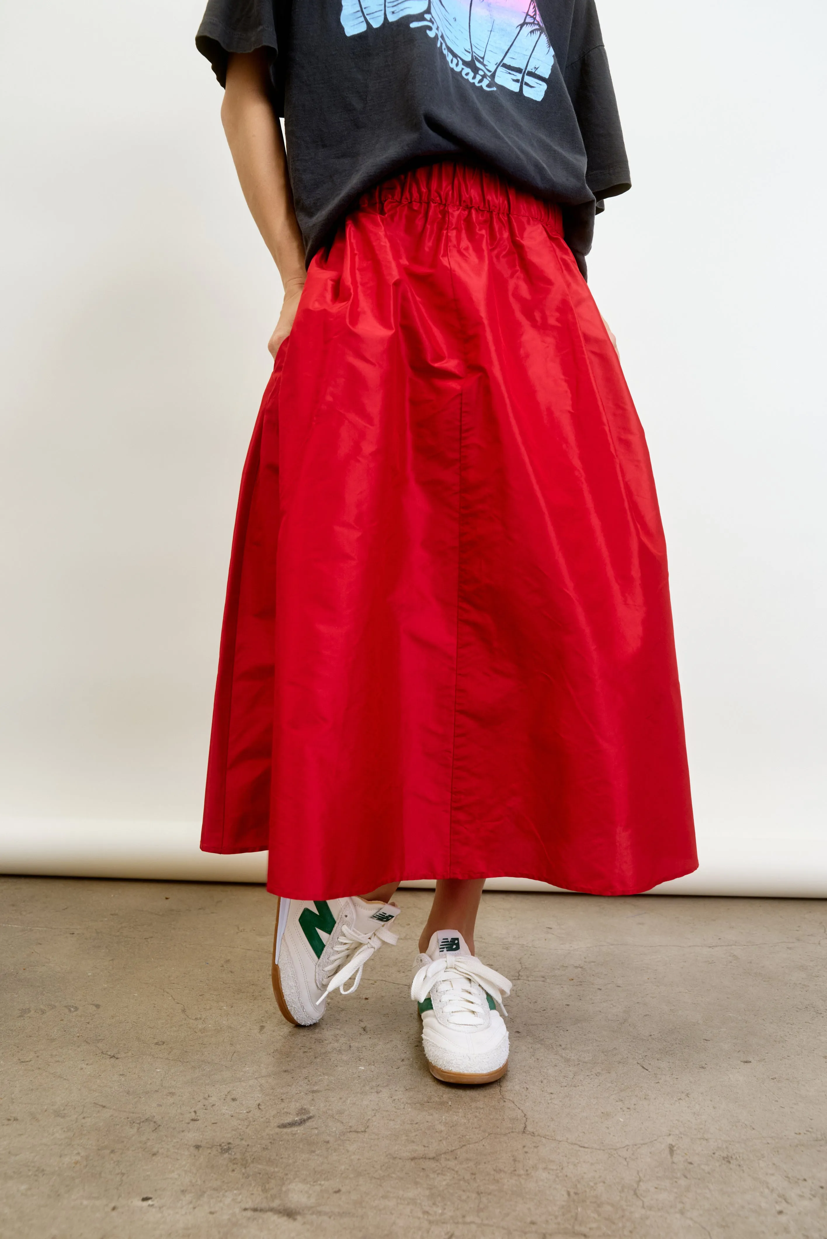 LE SKIRT | red silk taffeta