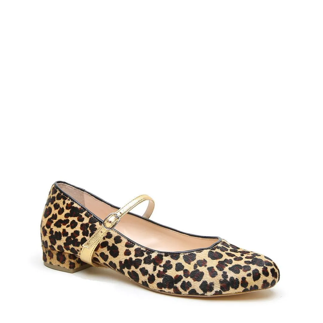 Leopard Ballet Flat   Gold Twiggy Strap