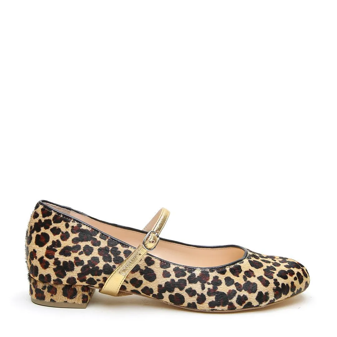 Leopard Ballet Flat   Gold Twiggy Strap