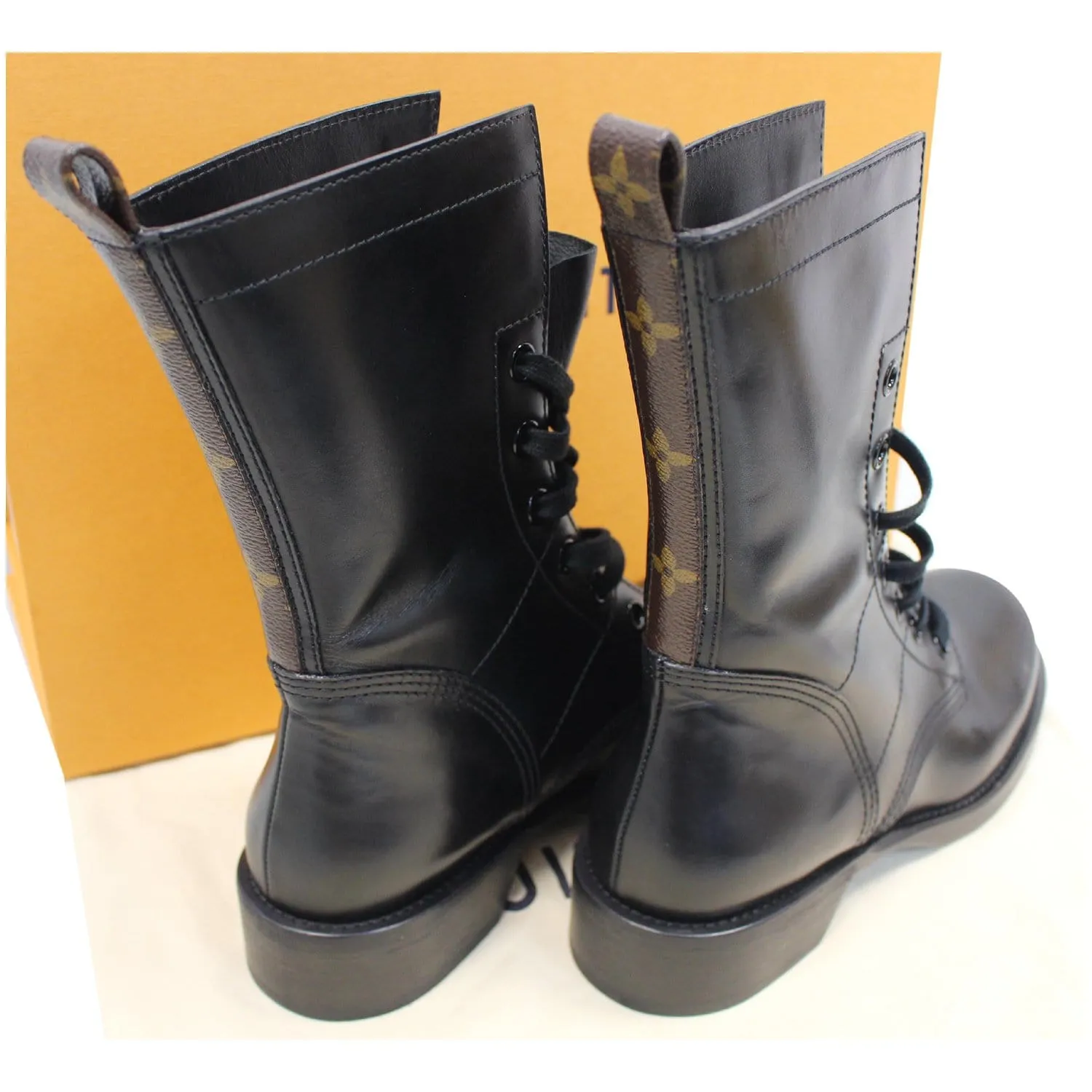 LOUIS VUITTON Metropolis Flat Ranger Monogram Combat Boot Black