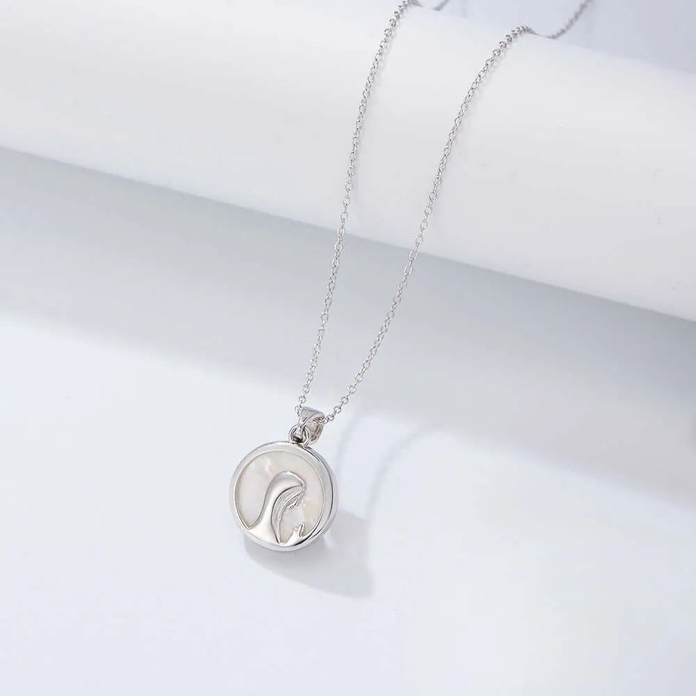 Natural Mother of Pearl Virgin Mary Pendant Virgencita Necklace