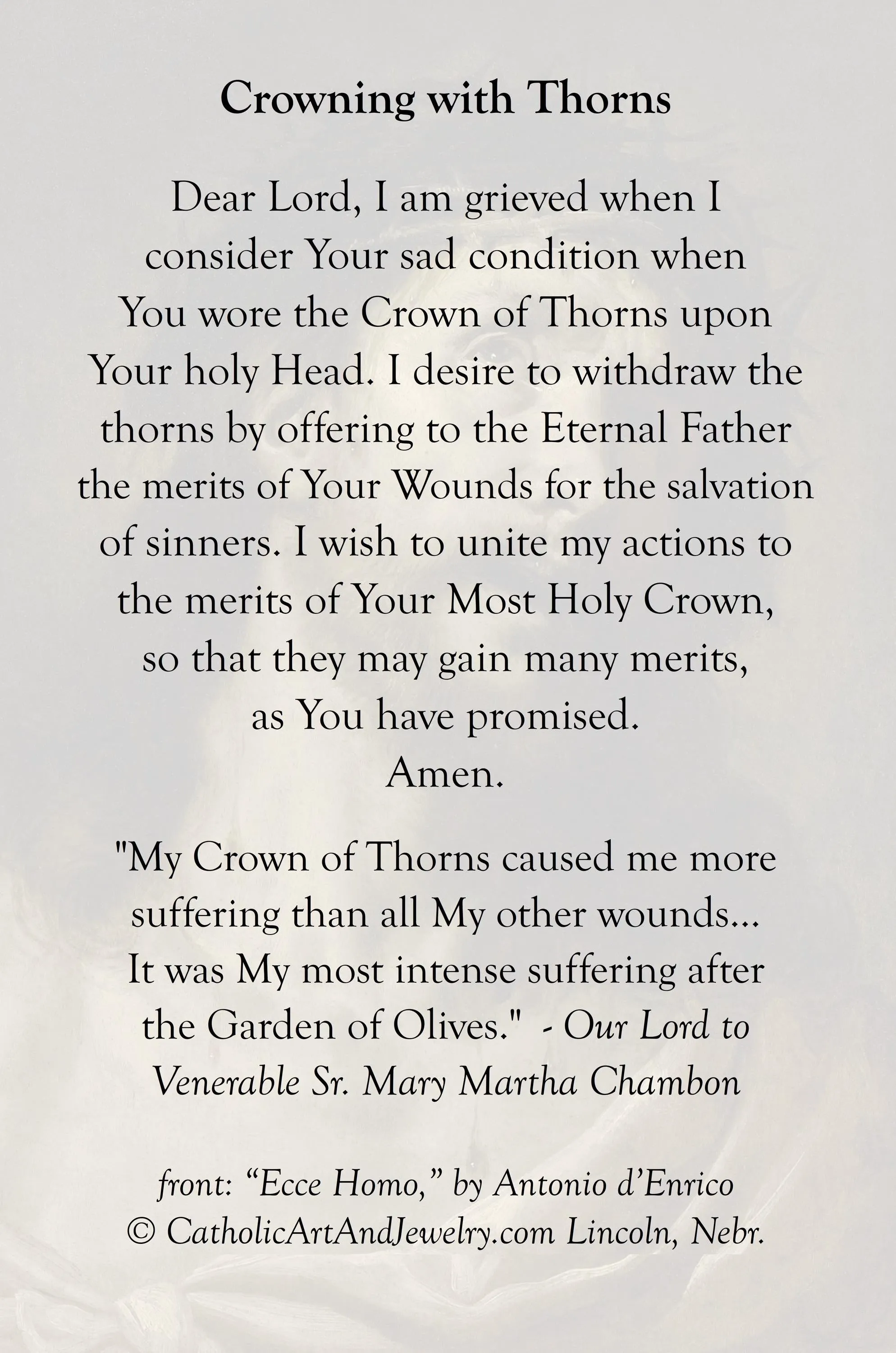 New!  Crowning with Thorns – pack of 10/100/1000  – Easter Holy Card