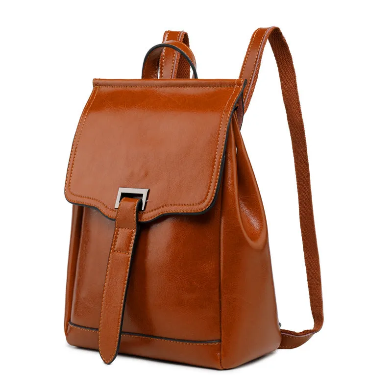 Oil Wax Leather Women's Backpack