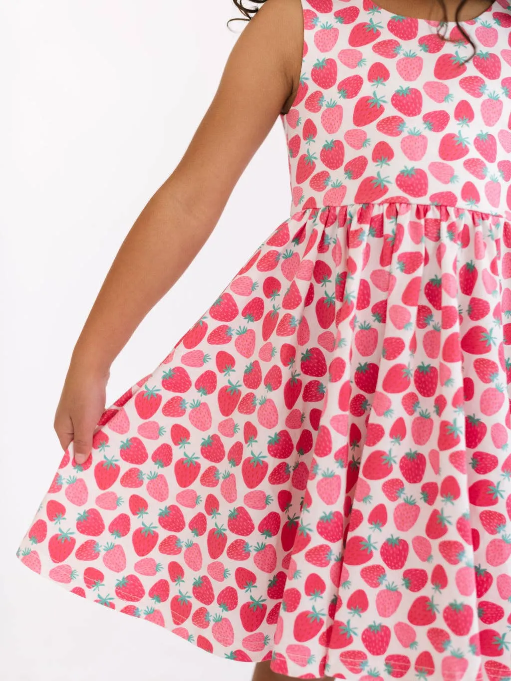 Ollie Jay Girls Tank Dress in Berry Cute Strawberries