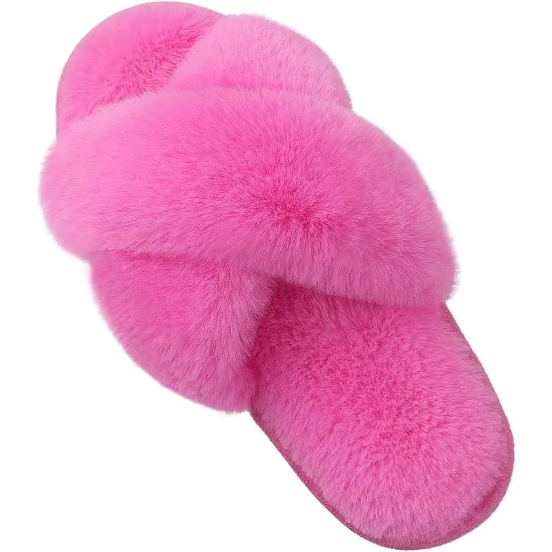 Plush Crossband Comfort Slippers For Women