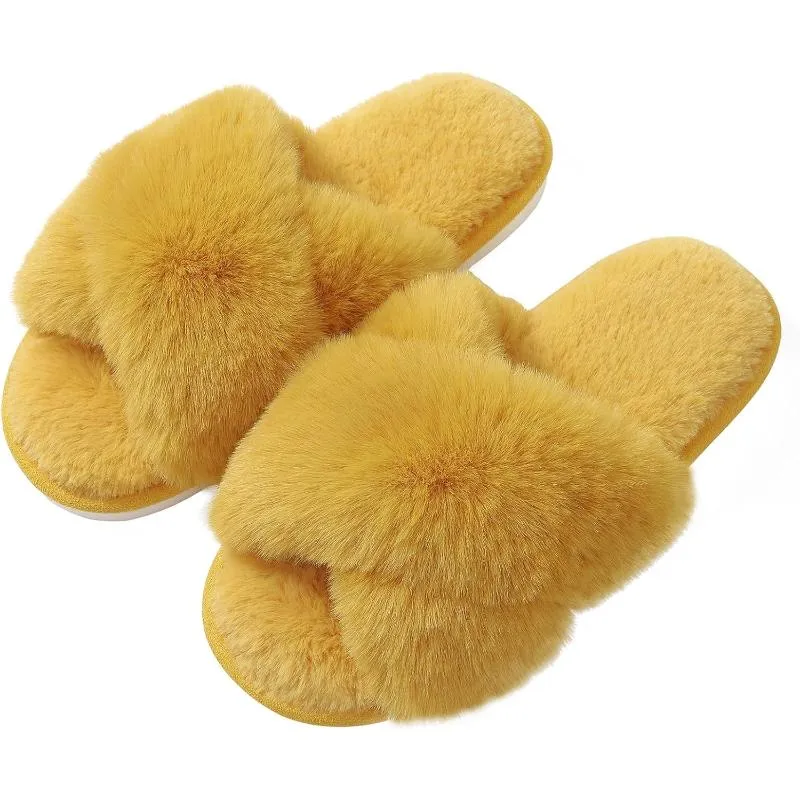 Plush Crossband Comfort Slippers For Women