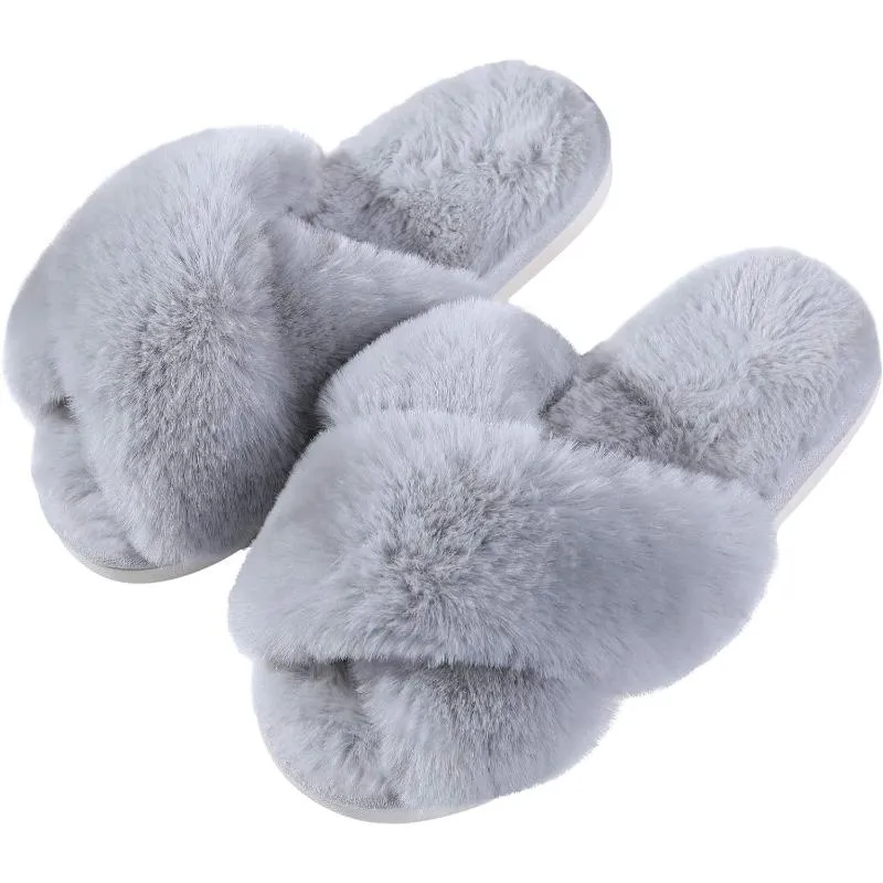 Plush Crossband Comfort Slippers For Women