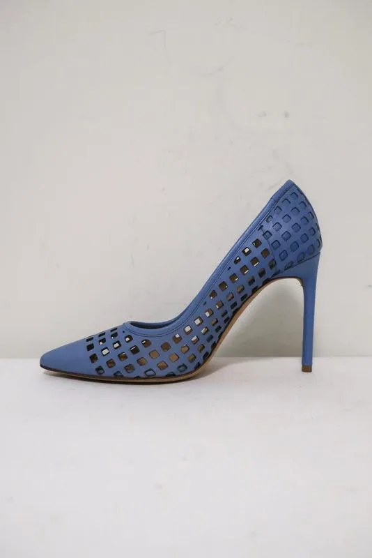 Reed Krakoff Bionic Academy Pumps Blue Perforated Leather Size 36.5 Pointed Toe