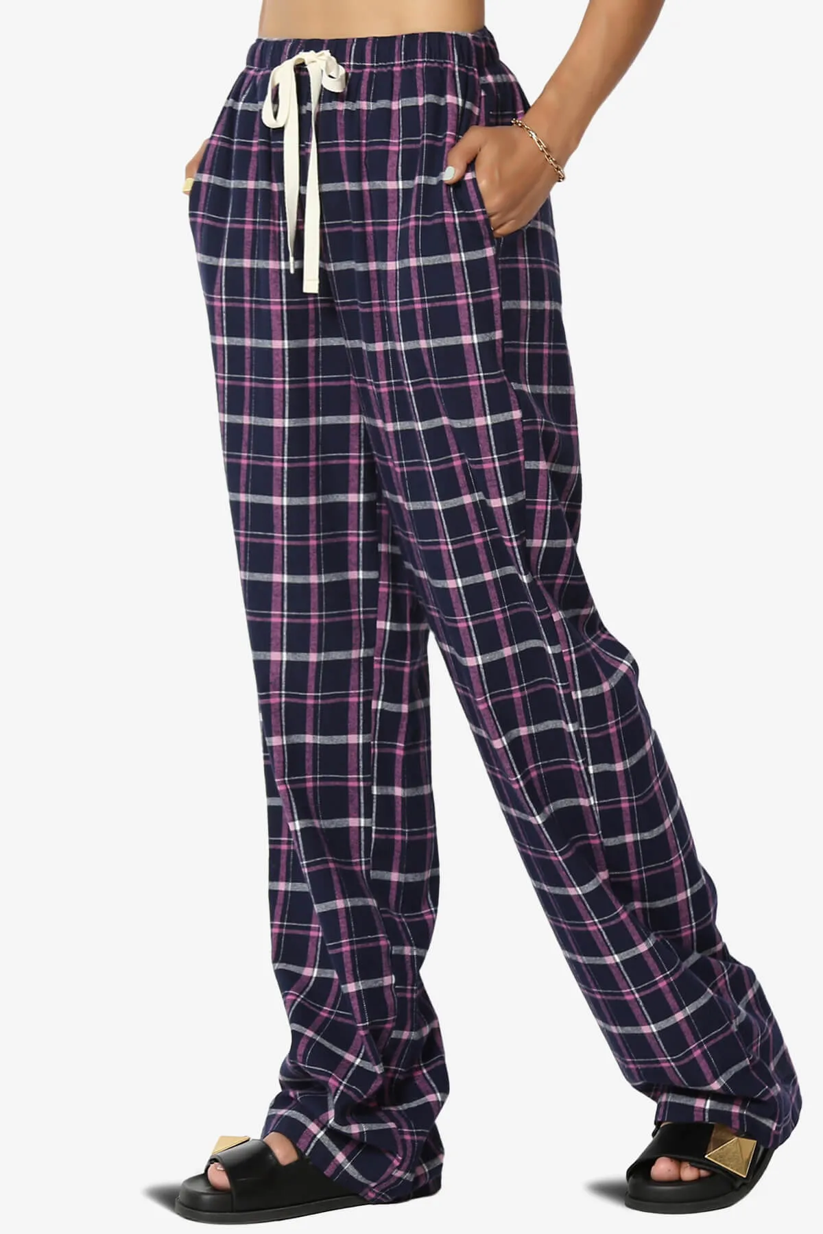 Reyanne Plaid Cotton Wide Leg Lounge Pants