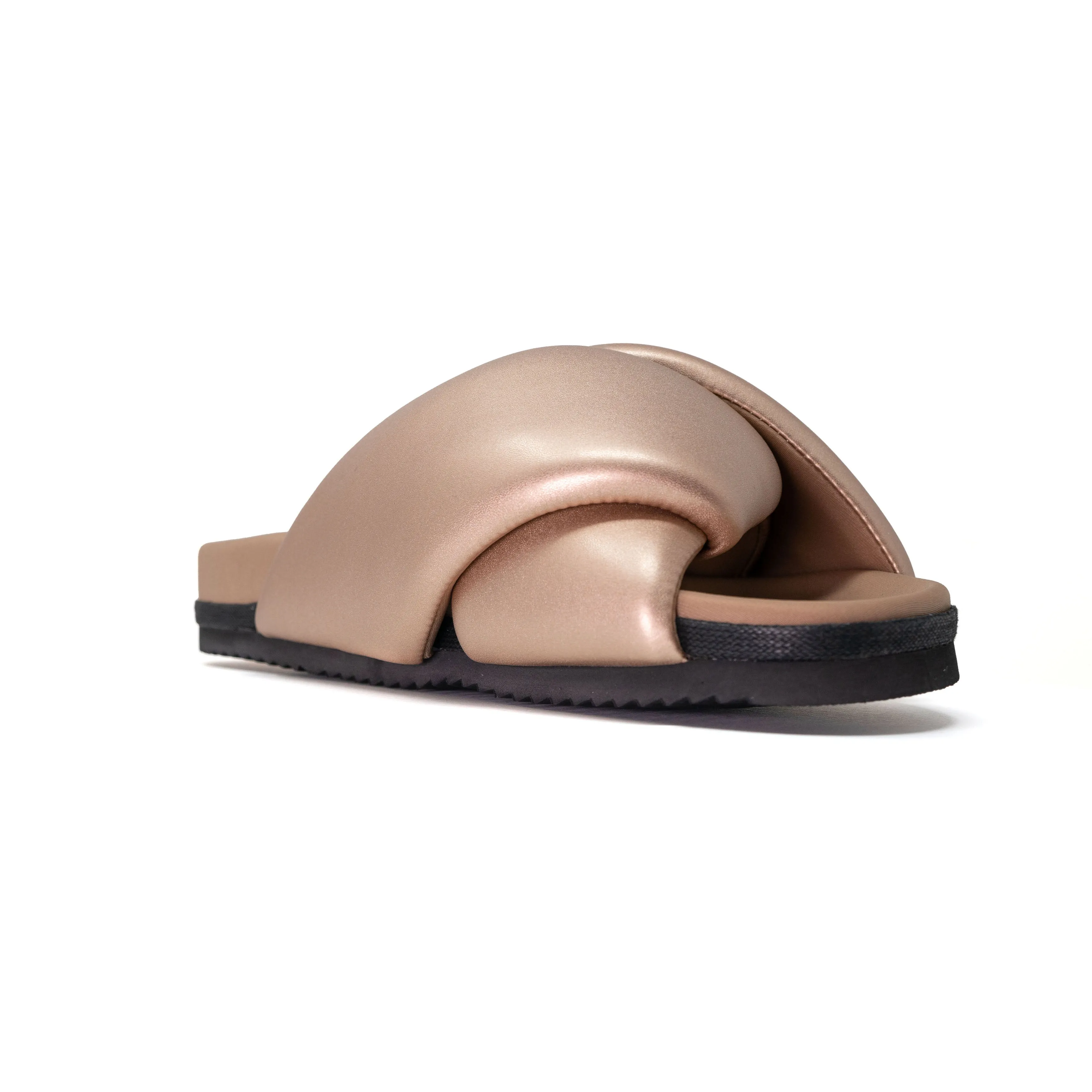 ROAM FOLDY PUFFY SANDALS ROSEGOLD VEGAN LEATHER