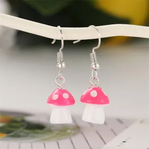 Rose Resin & Silver-Plated Dot Mushroom Drop Earrings