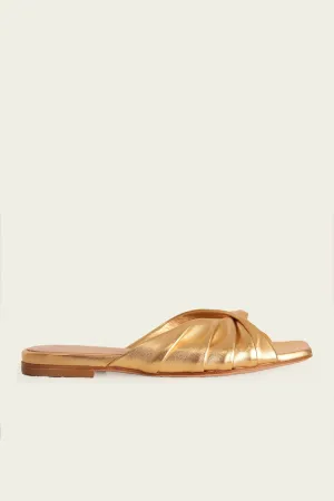 Selene Flat Sandal in Gold