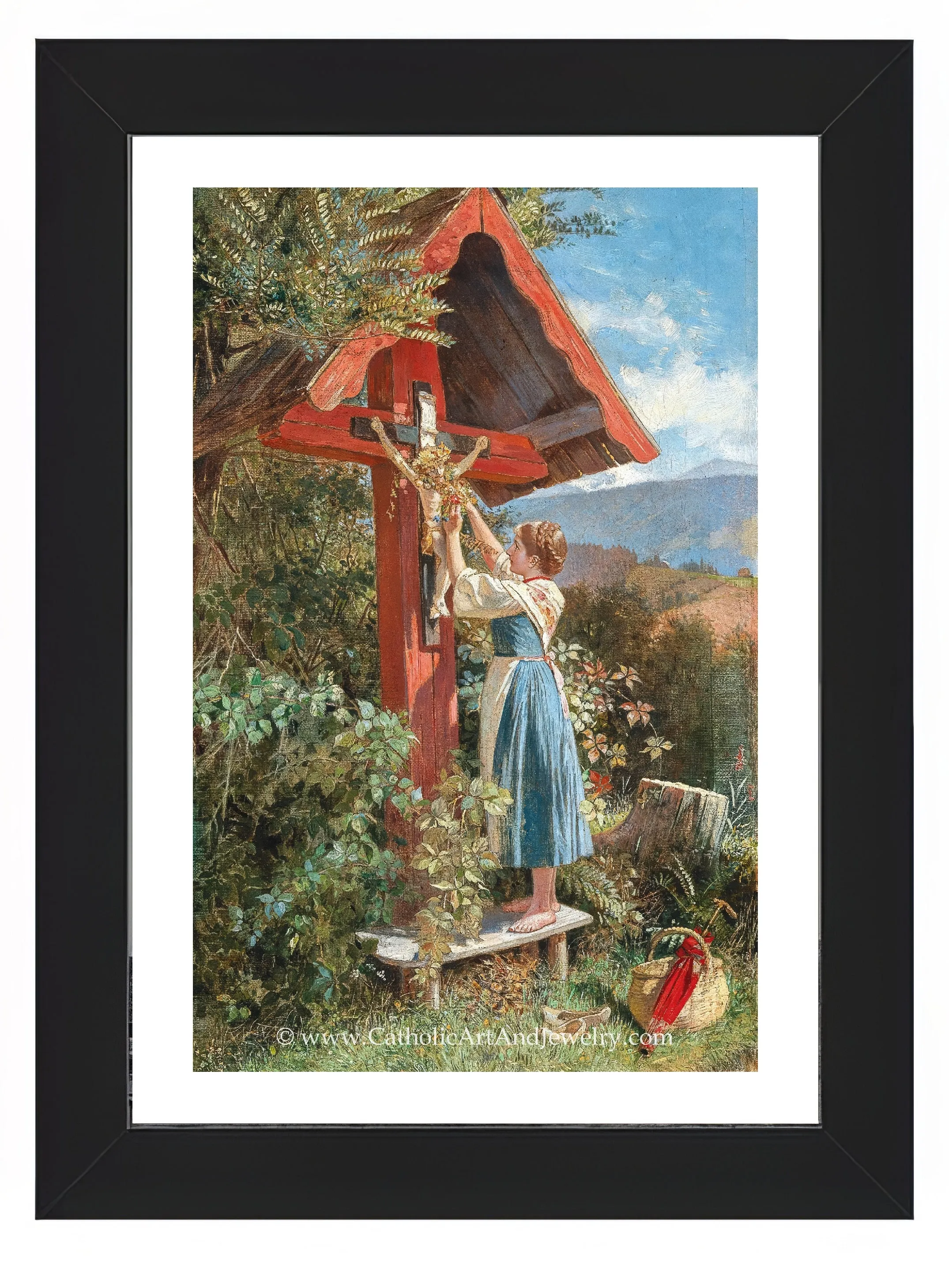 Shrine with Water Fountain – Woodland Shrine – Rudolph Epp – Catholic Art – Catholic Gift – Archival Quality
