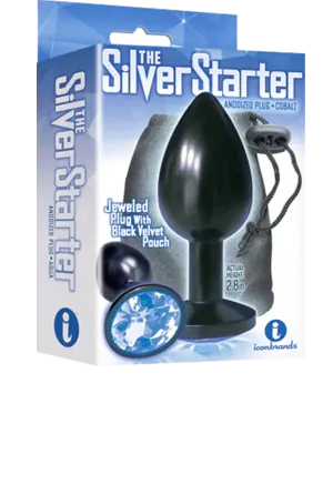 Silver Starter Noir; Cobalt Round Jewel