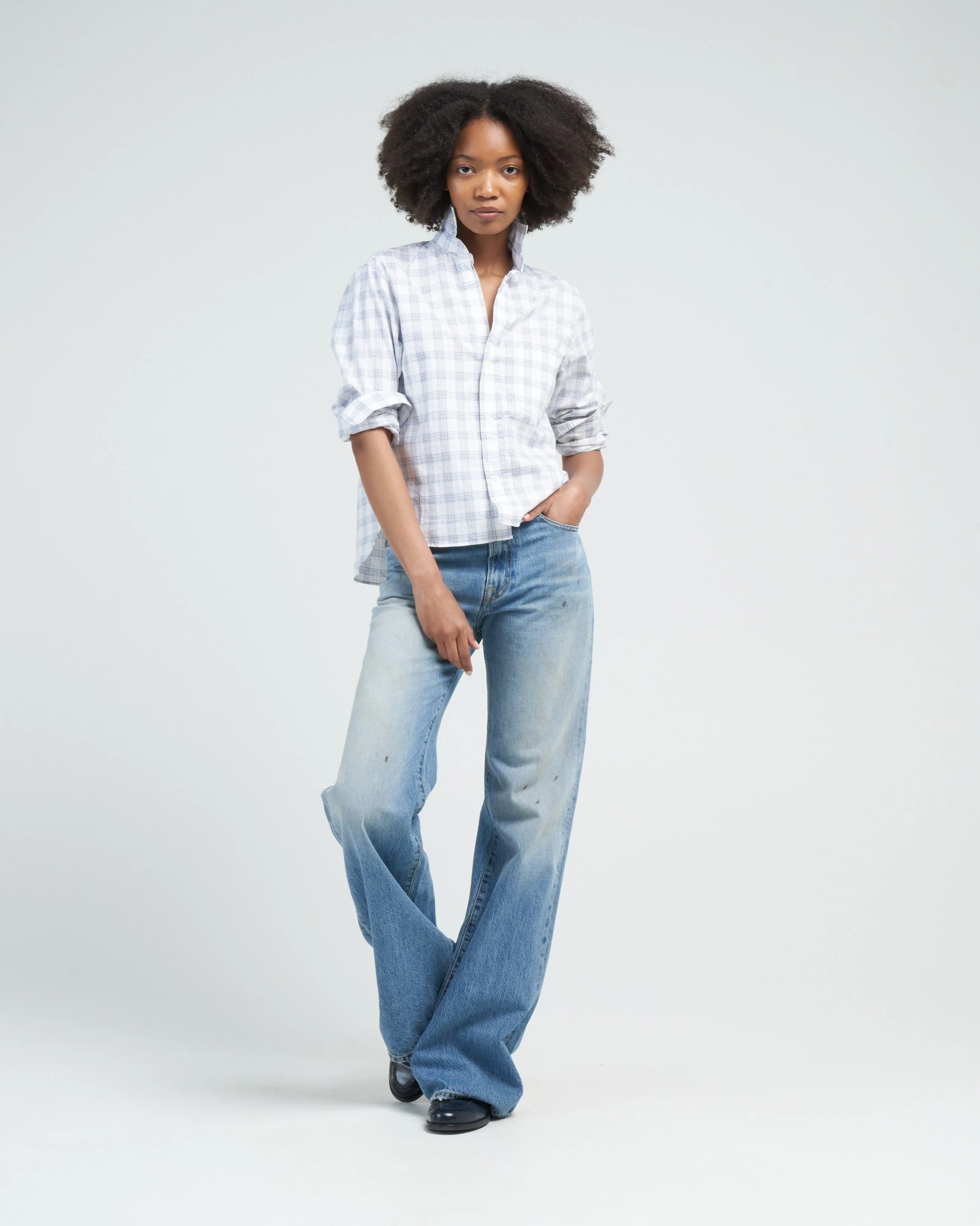 silvio untuckable button up - textured blue plaid