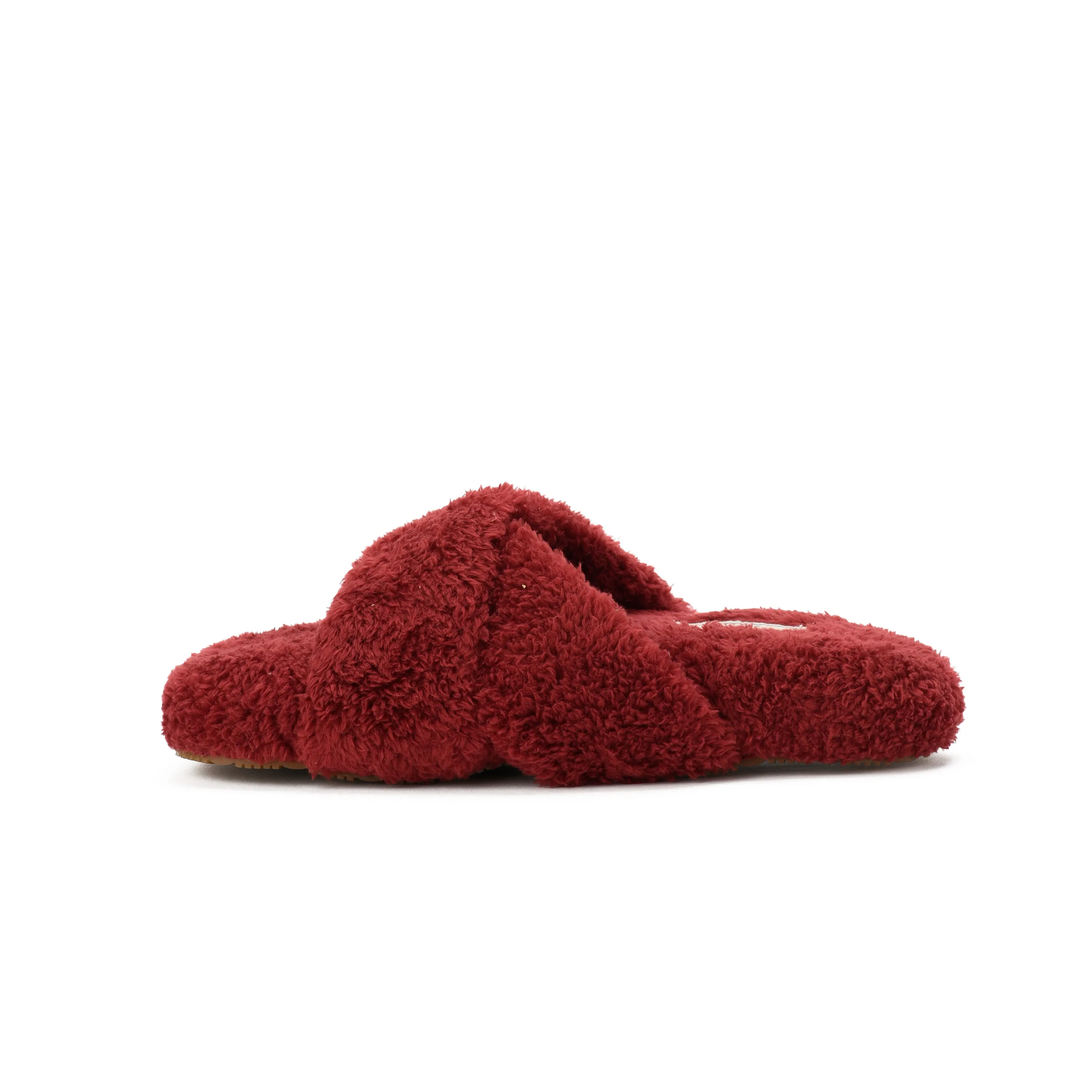 Slipper Fur Cross Burgundy