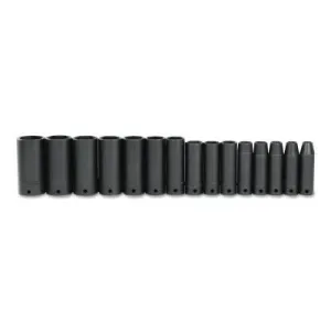 Stanley® Products Torqueplus 15 Piece Thin Wall Deep Impact Socket Sets, 1/2 in, 6 Point, 74117