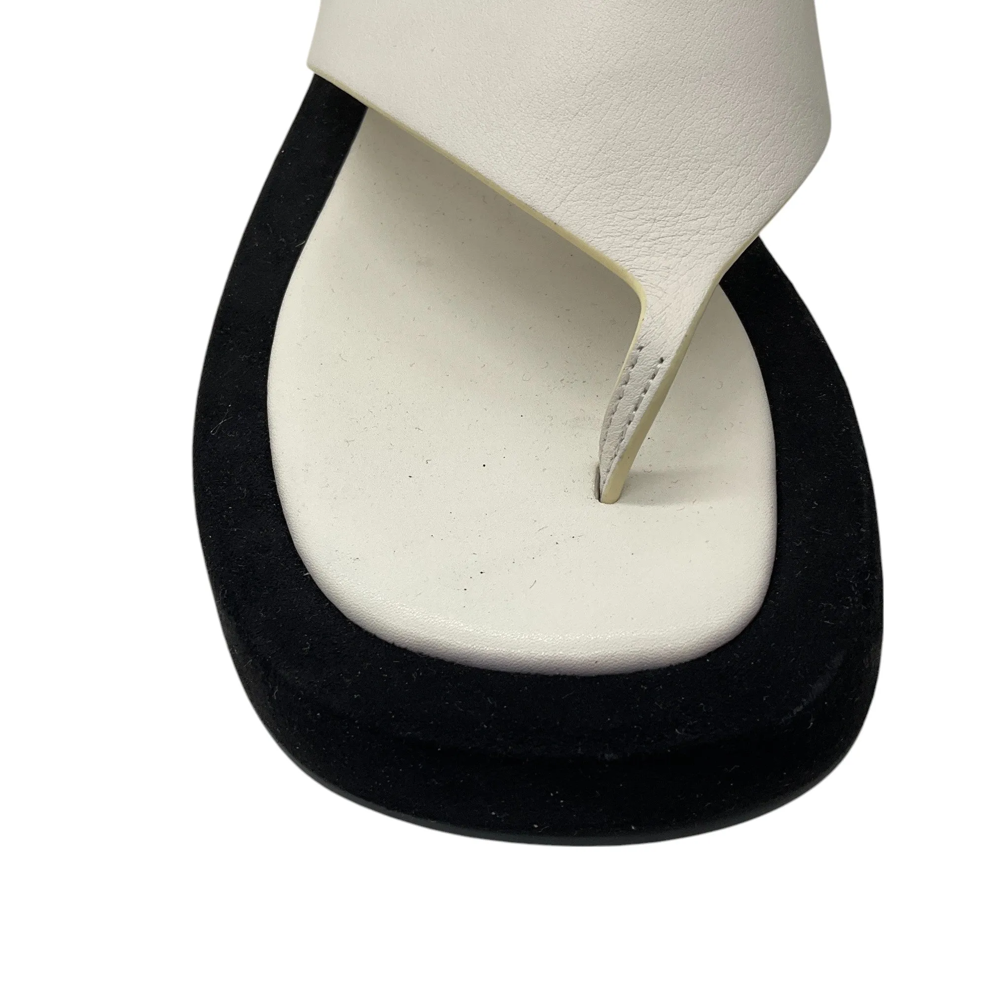 The Row White / Black Ginza Two-Tone Leather and Suede Platform Flip Flops