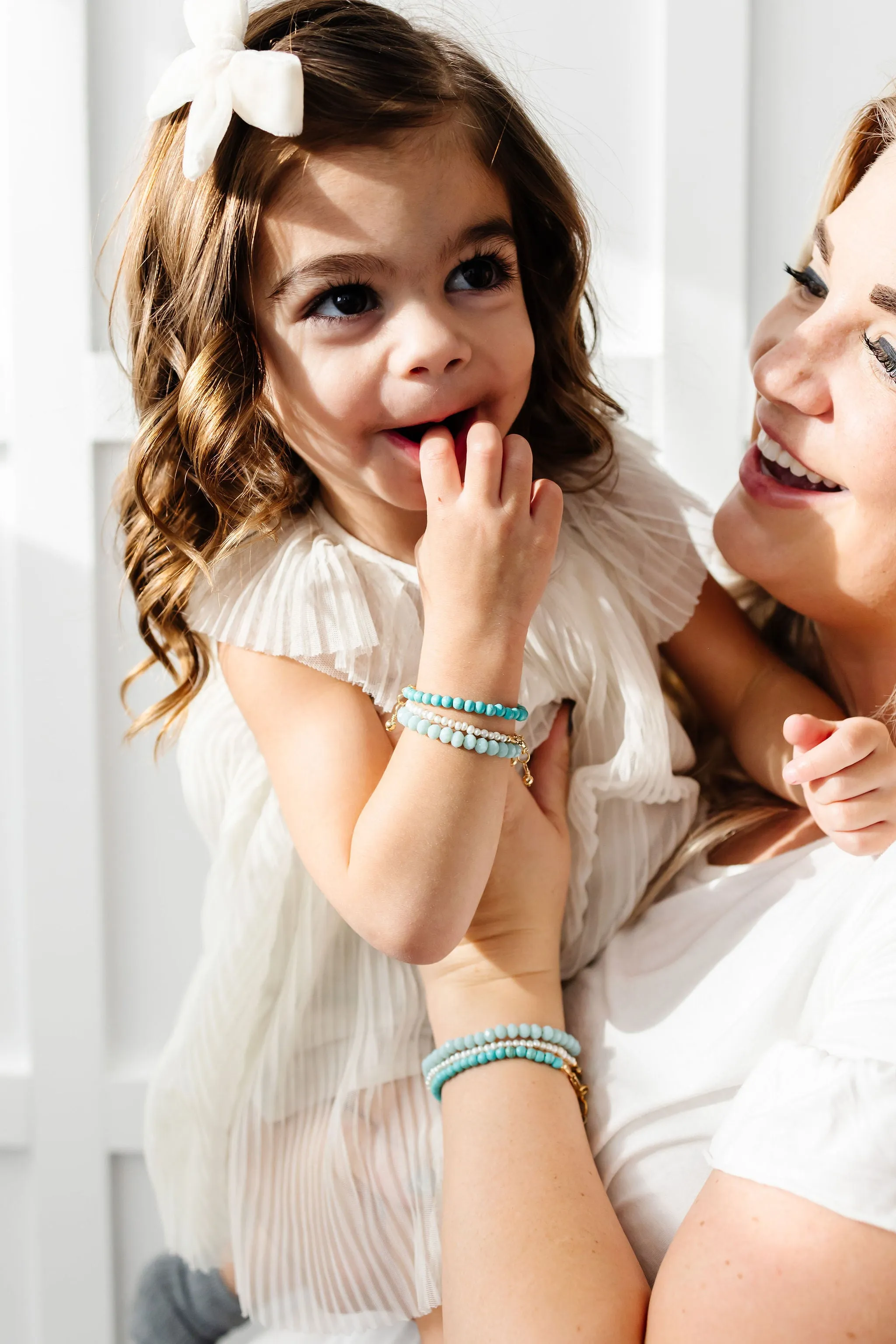 Turquoise Mom   Mini Bracelet set (4MM Beads)