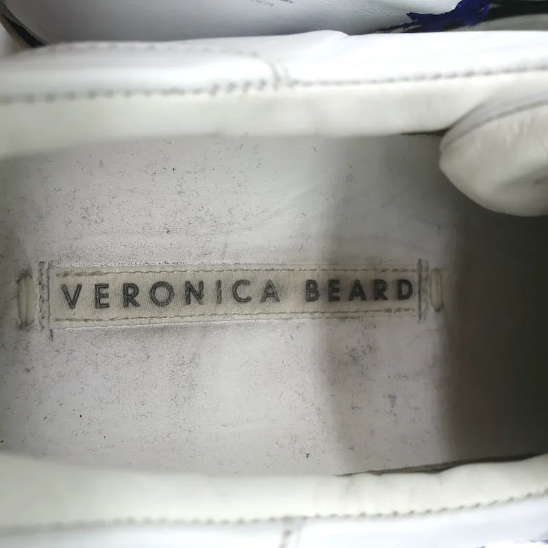 Veronica Beard Star-Embroidered Sneakers Emmerson White Leather Size 41
