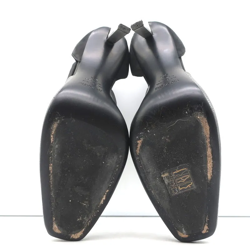 Vic Matie Metal Heel Pumps Black Nubuck & Silver Metallic Leather Size 37.5