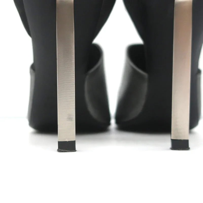Vic Matie Metal Heel Pumps Black Nubuck & Silver Metallic Leather Size 37.5