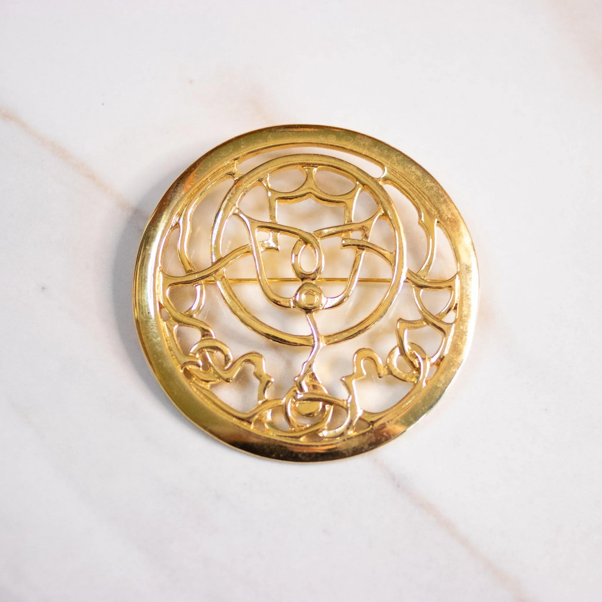 Vintage Mary McFadden Gold Medallion Brooch