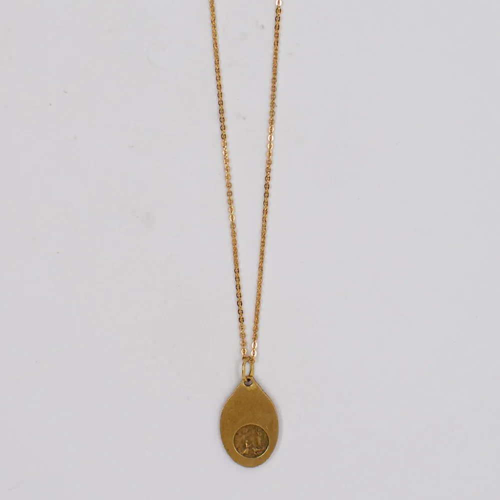 Vintage Saint Medal Mary Lourdes v241