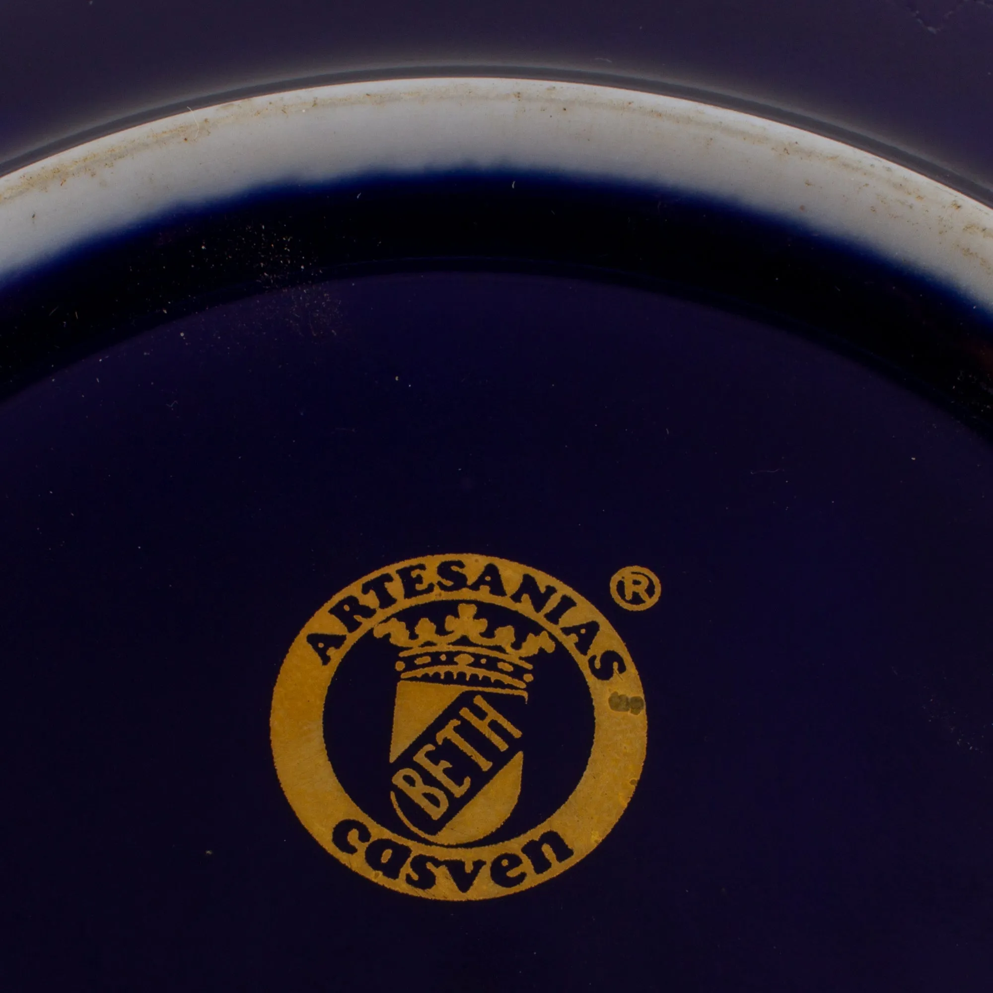 Vintage Spanish Blue & Gold Ceramic Dish