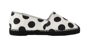 White Polka Dot Espadrille Brocade Shoes